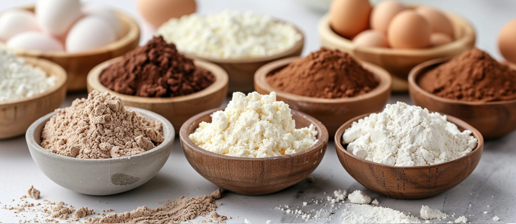 aeggproteinpulver och aegg pa bord