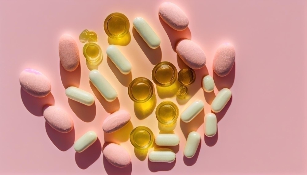 pills dietic supplements pink background pr