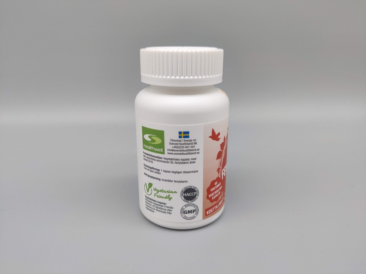 Sidoetikett med Vegetarian Friendly, HACCP och GMP-sigill