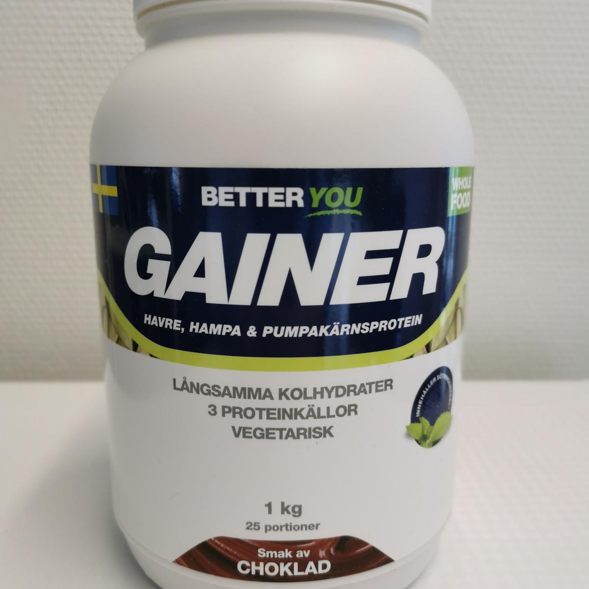 Produktbild av Better You Vegetarisk Gainer mot vit bakgrund fotad av oss