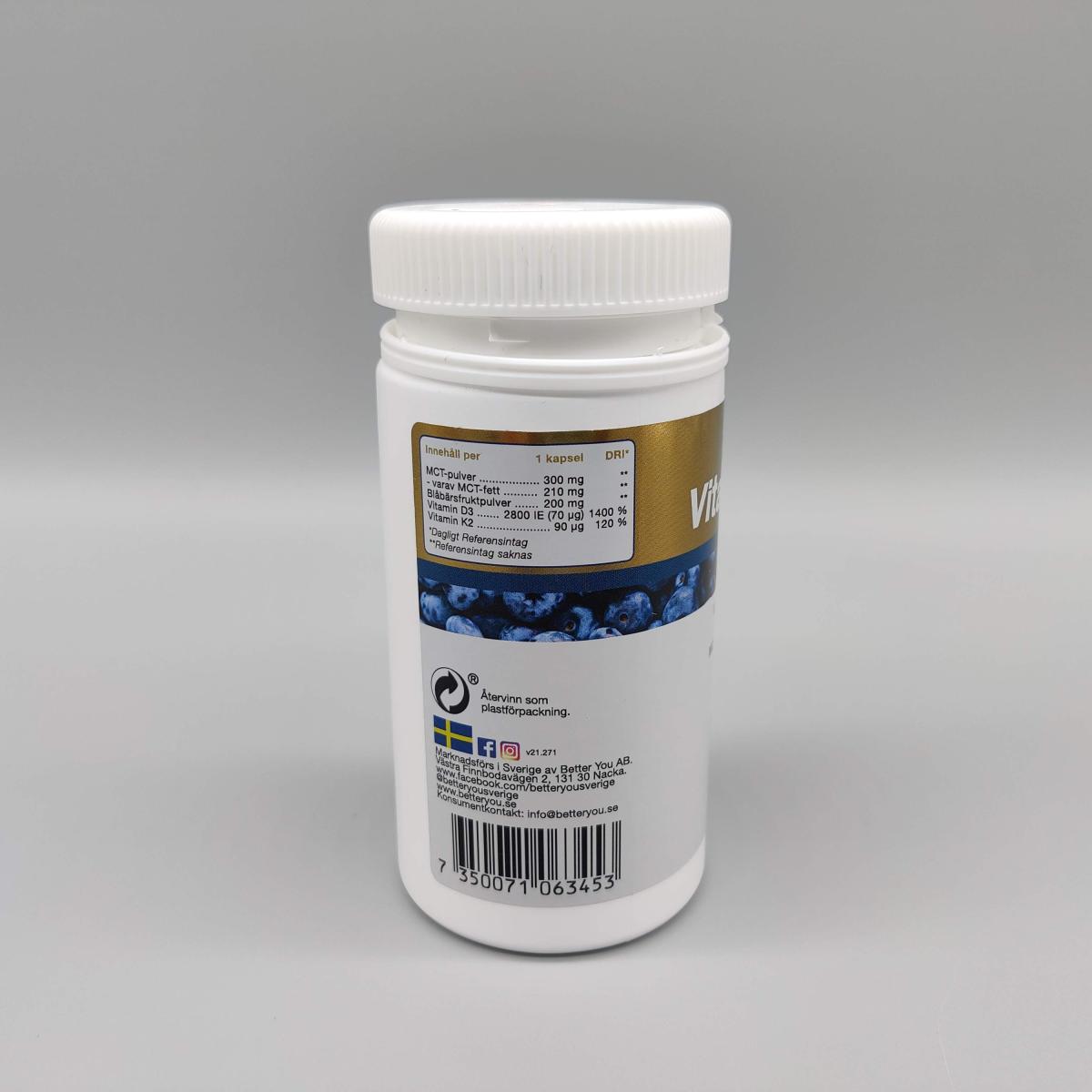 Better You Vitamin D3+K2 i hemmamiljö produktbild tagen under testperioden
