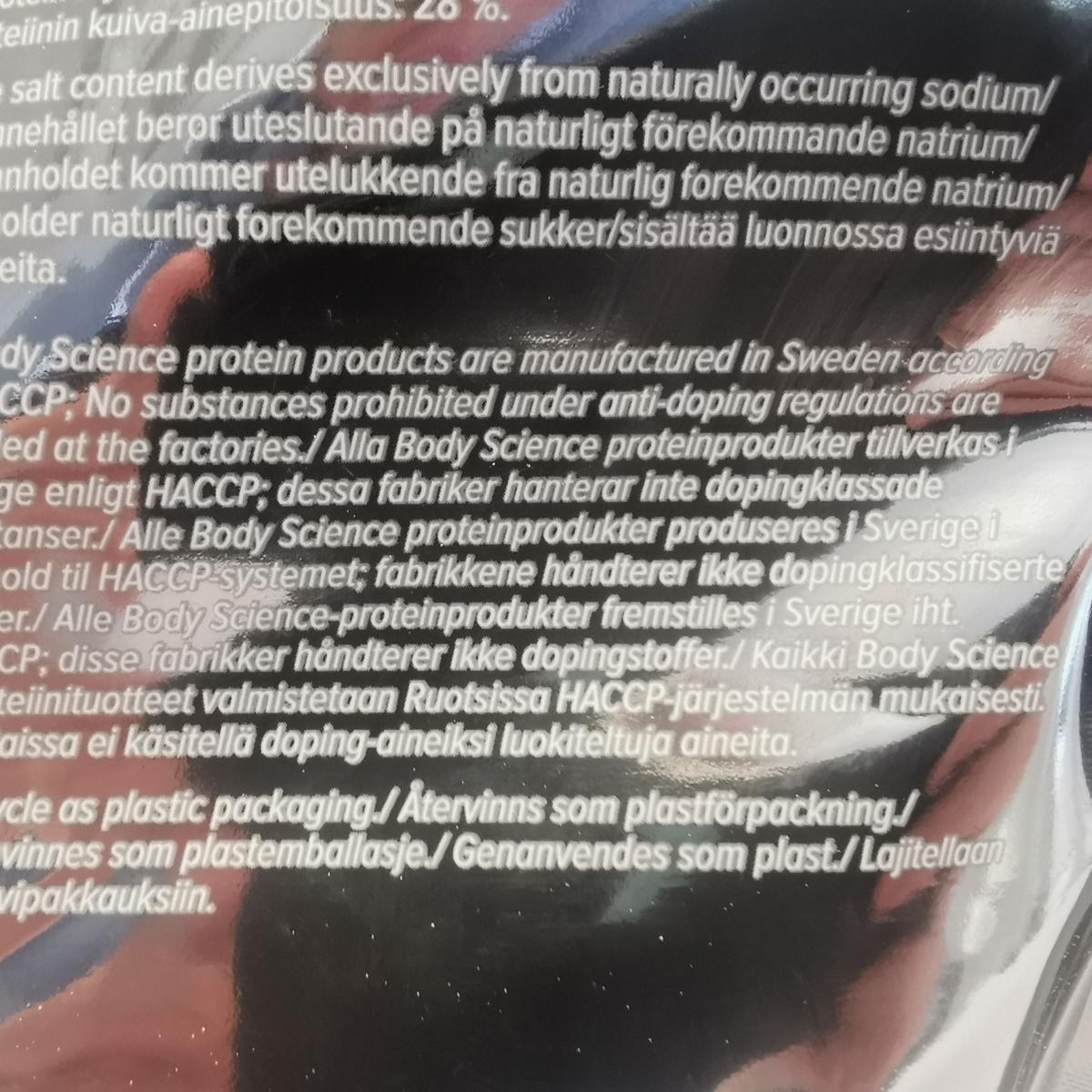 Text om svensk tillverkning och HACCP pa baksidan foto av oss