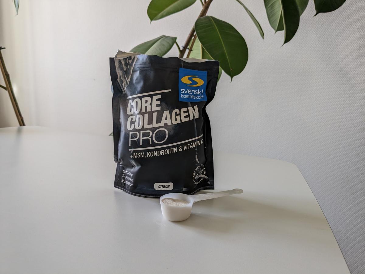Core Collagen Pro på bordet med skopa under vår testperiod