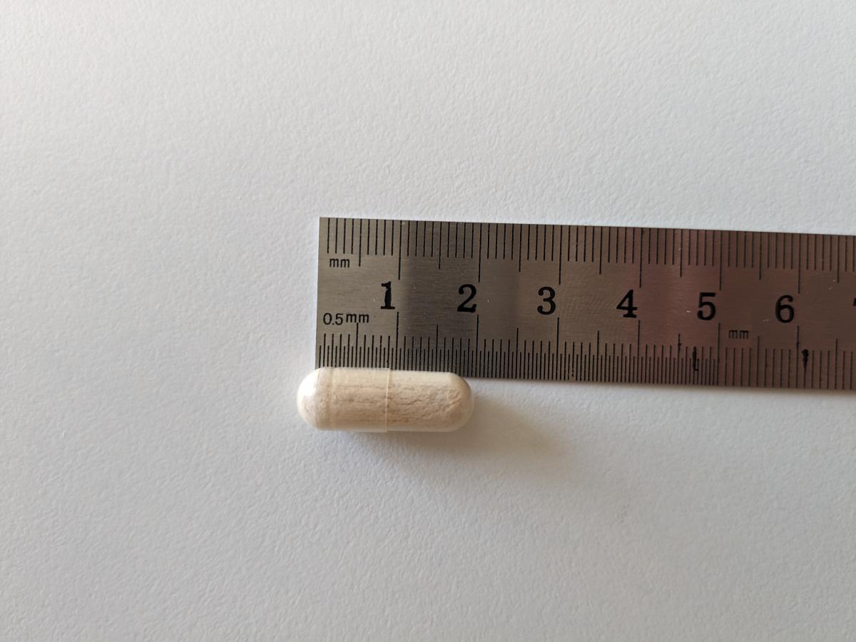 Kapsel bredvid linjal cirka 2 cm dokumenterat under vårt test