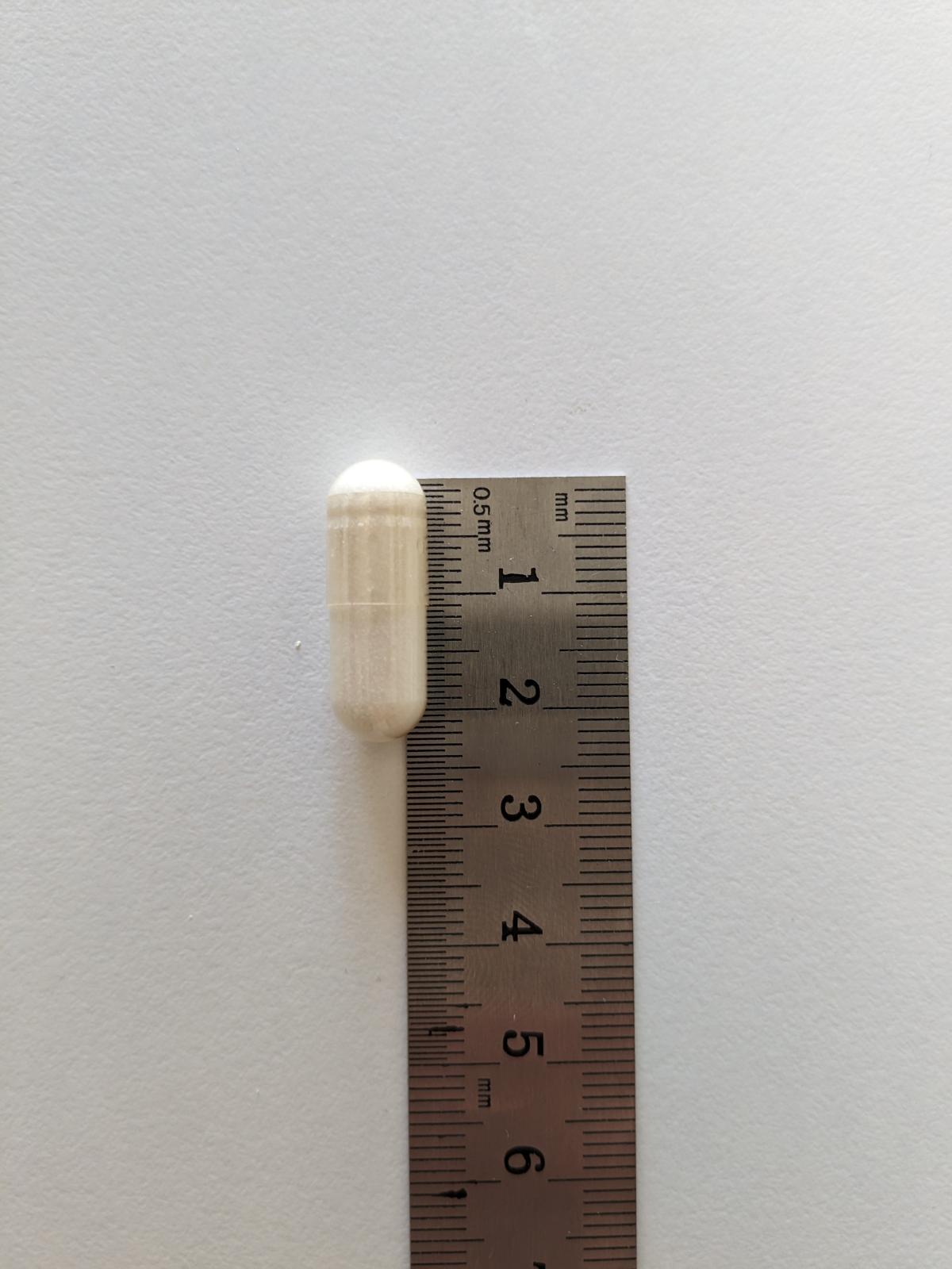 En GABA-kapsel bredvid linjal cirka två centimeter lång, dokumenterat i vårt test