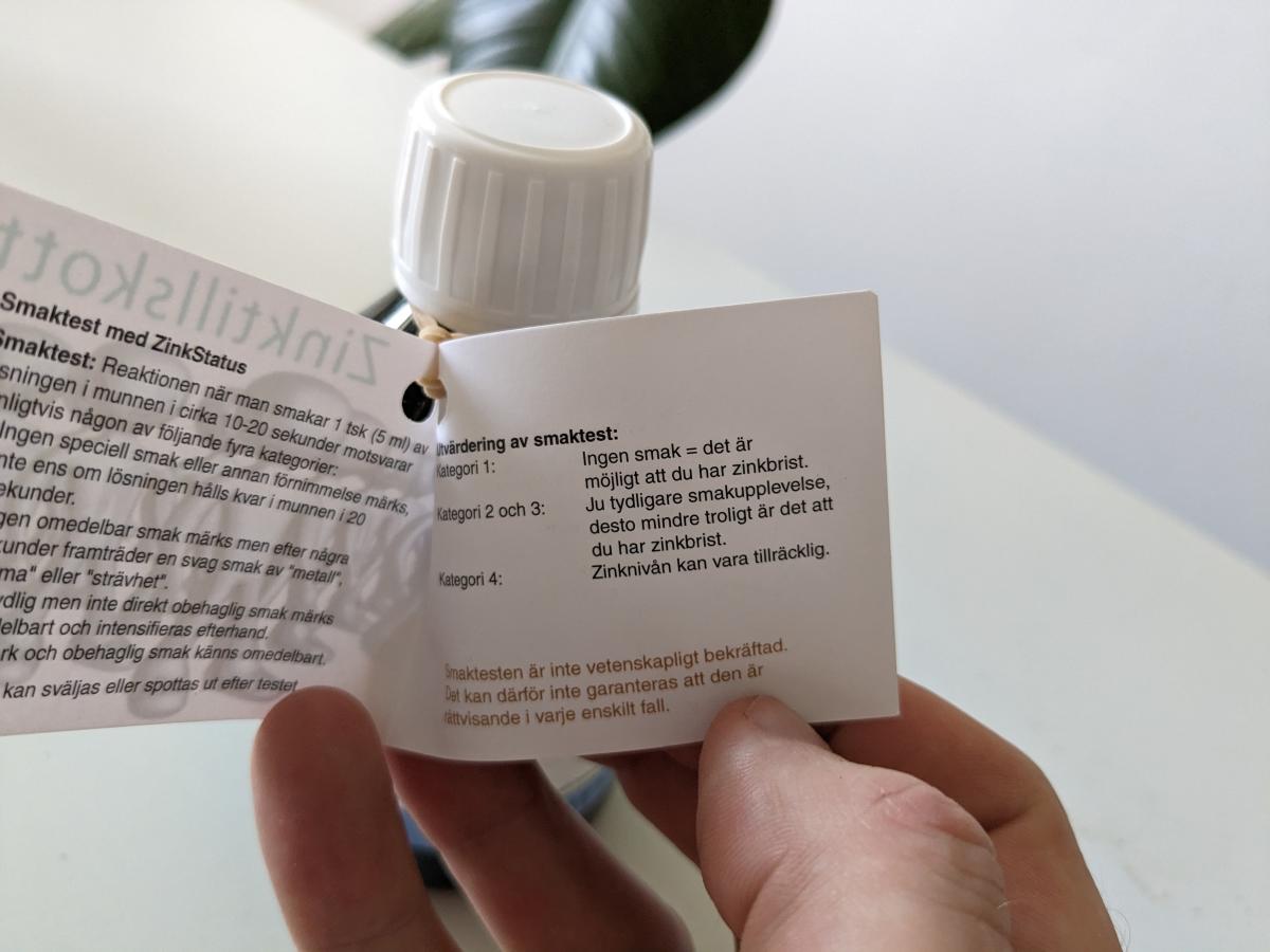 Närbild av utvärderingen i smaktest-häftet på ZinkStatus