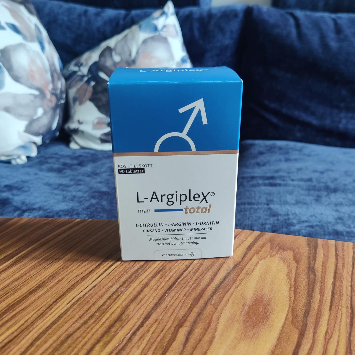 L-Argiplex Total Man på vårt soffbord, egen bild från testet