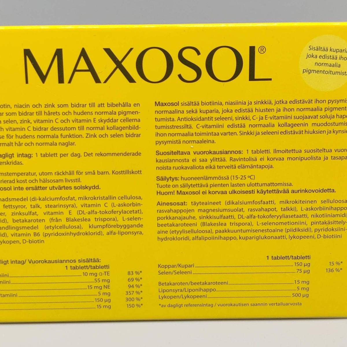 Blister med Maxosol på köksbänken bredvid vattenkokaren, tagen av oss