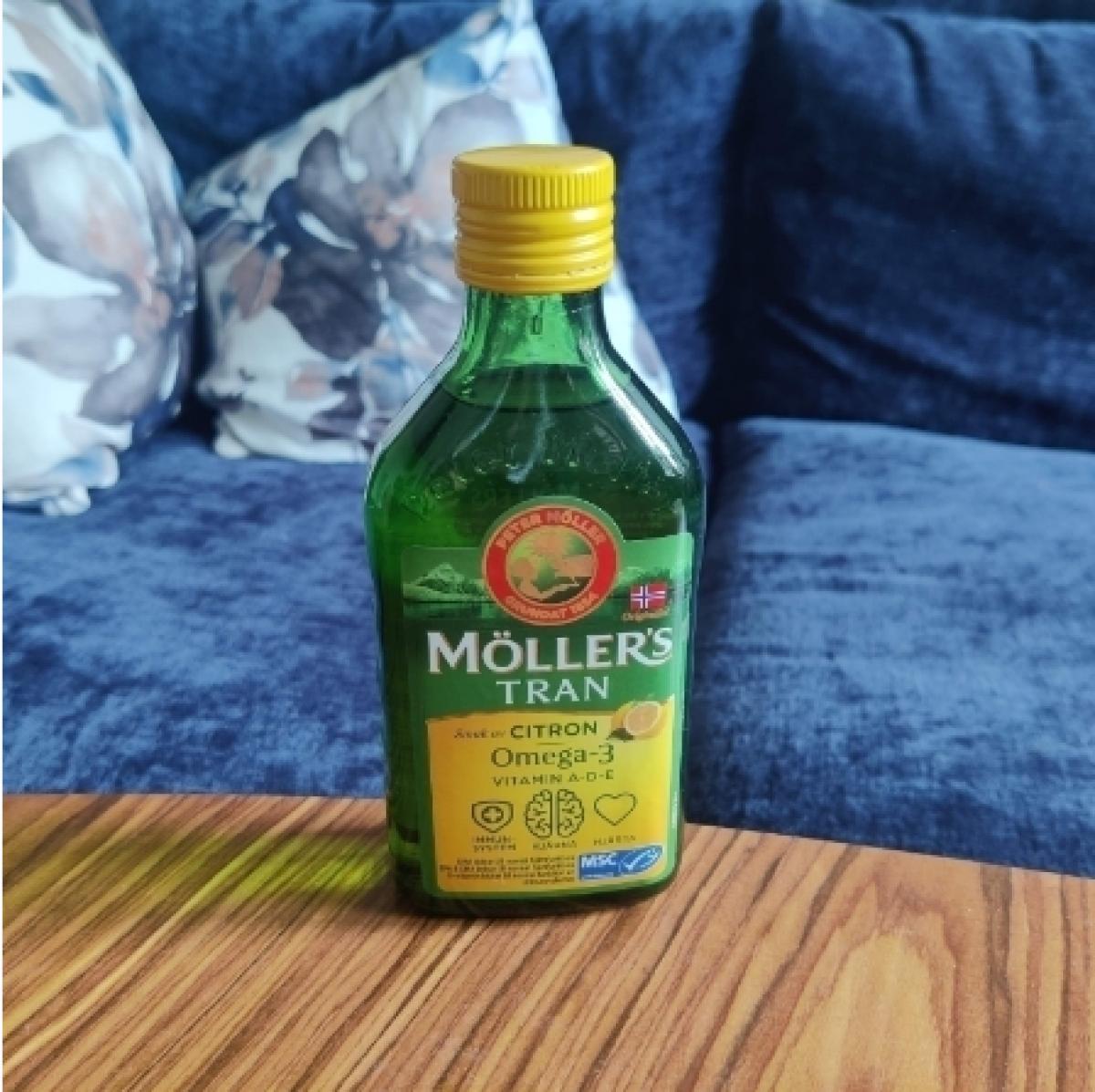 Möllers Tran på soffbord hemma foto från vår åtta veckor långa användning