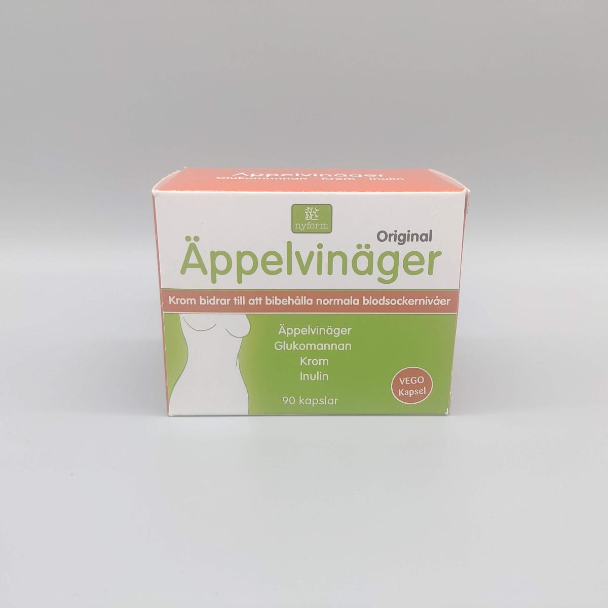 Produktbox mot vit bakgrund Nyform Äppelvinäger Krom egen bild