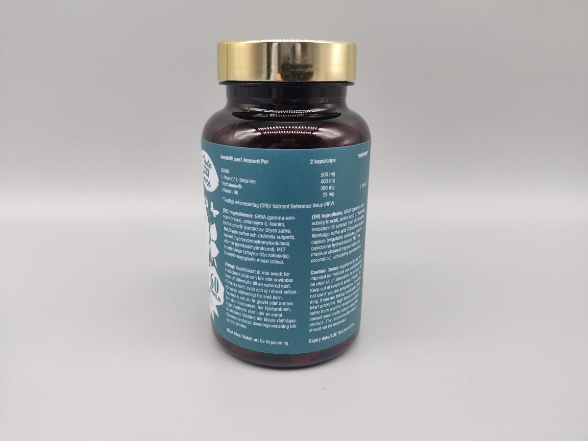 Wellatomin Premium ingredienslista med GABA L‑teanin Herbatonin och vitamin B6