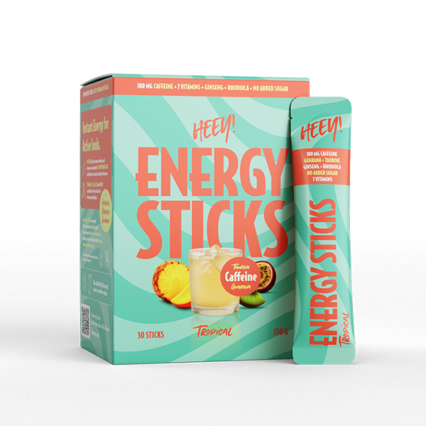 Heey! Energy Sticks Koffein + Guarana, Tropical 30 dospåsar