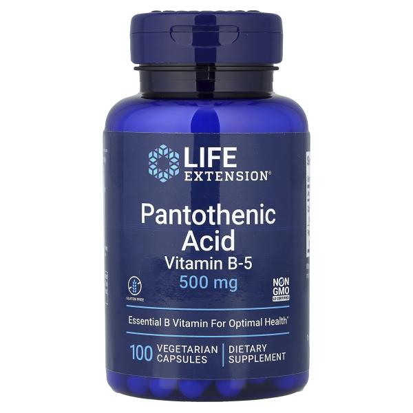 Life Extension Pantotensyra 500 mg, 100 vegetabiliska kapslar