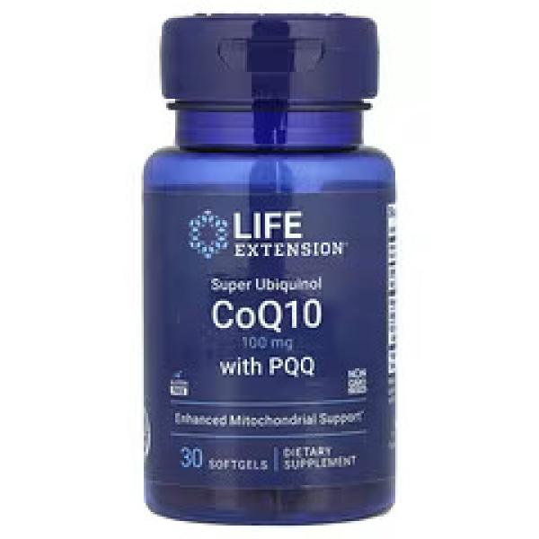 Life Extension Super Ubiquinol CoQ10 med PQQ, 100 mg, 30 mjukkapslar