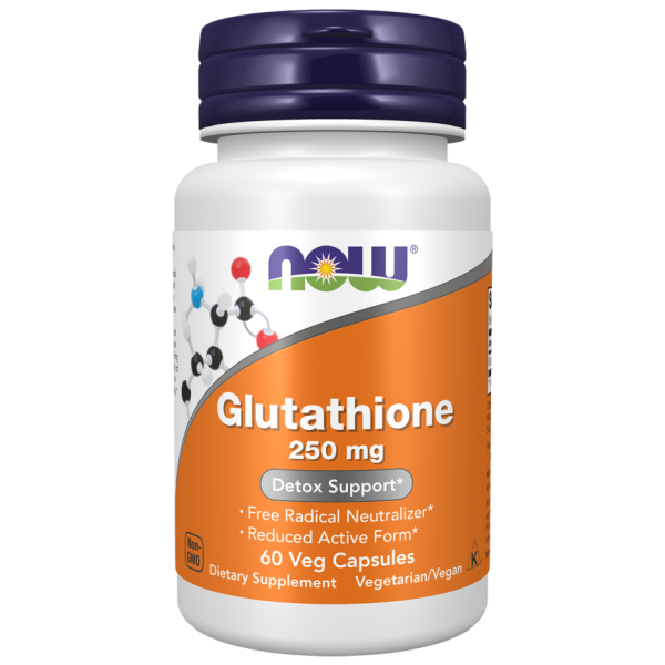 NOW Glutation 250 mg, 60 vegetabiliska kapslar